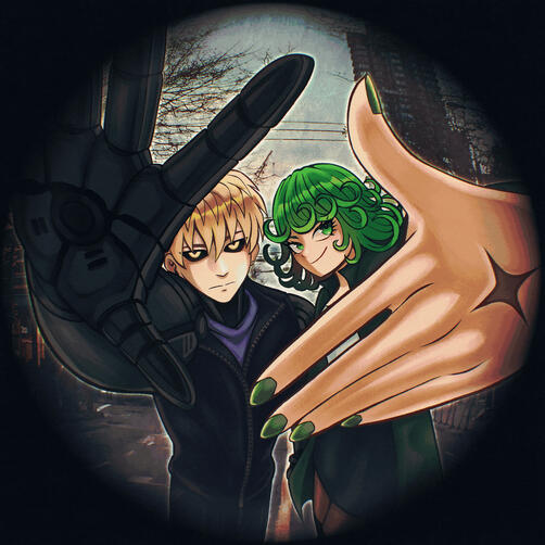 Genos and Tatsumaki city Genos and Tatsumaki city